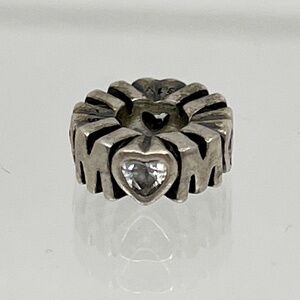 PANDORA MOM sterling silver cubic zirconia spacer bead charm - GM520